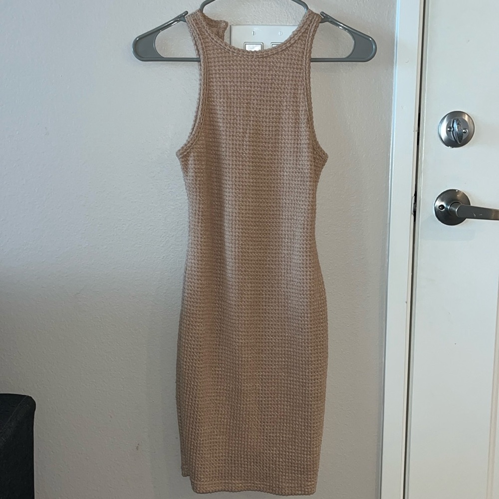 Pearl clasp waffle knit dress